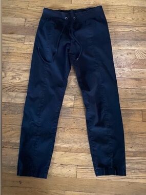 Eileen Fisher Organic Cotton  Pull On Wide Waistband Black Pants